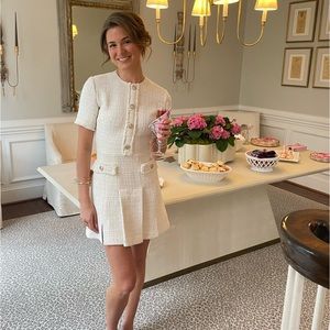 Maje Short Tweed Dress in Cream